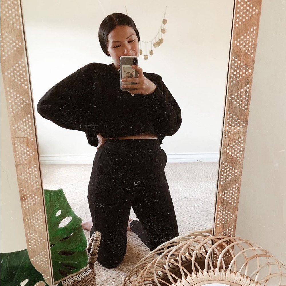 Shop Tanlines Cropped Black Crewneck